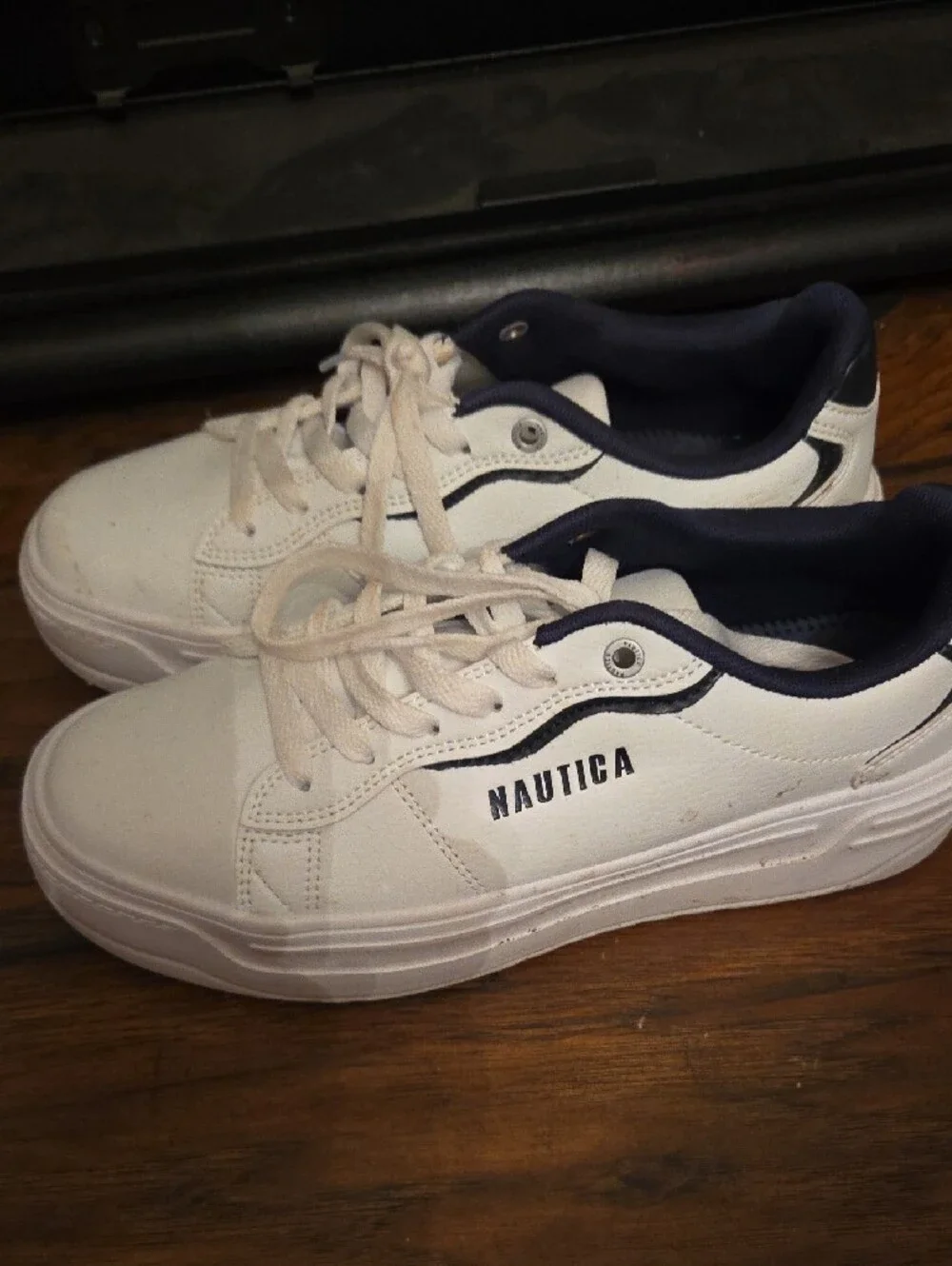 Nautica White and Navy Low-Top Sneakers